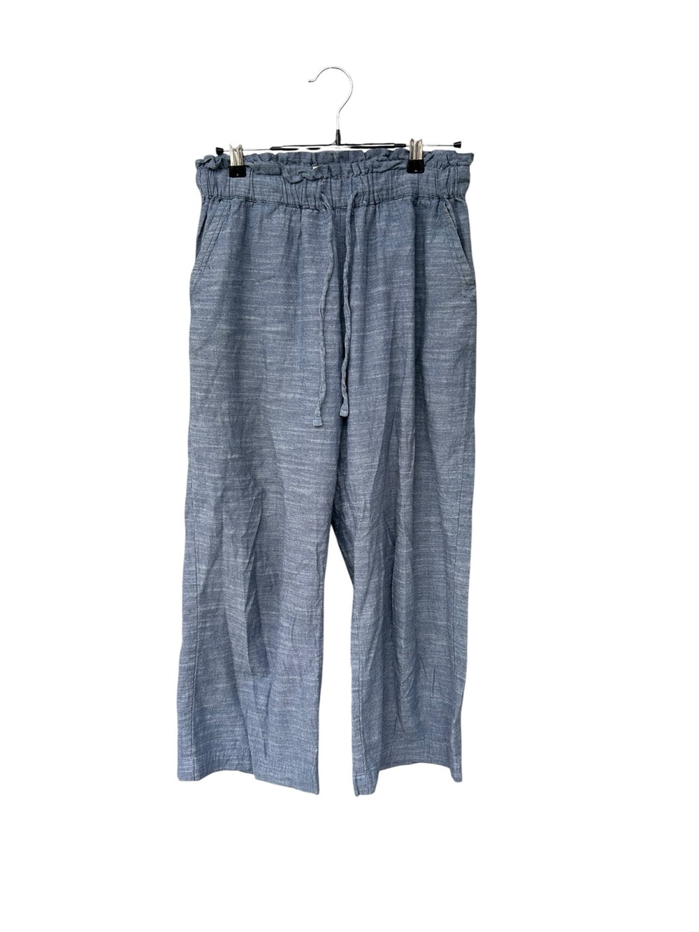 Pact Blue Chambray Cropped Pull-on Pants - 100% Organic Cotton - Size Medium - Picture 2 of 12